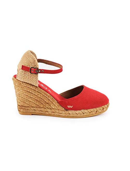 VISCATA Handmade in Spain Satuna 3" Wedge, Ankle-Strap, Closed Toe, Classic Espadrilles Heel