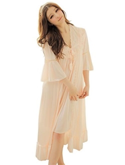 Camellia12 Nightgown Pyjamas Dress Victorian Satin Robe Set for Women and Girls