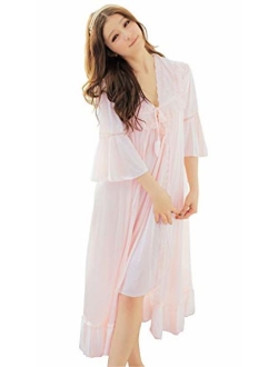 Camellia12 Nightgown Pyjamas Dress Victorian Satin Robe Set for Women and Girls