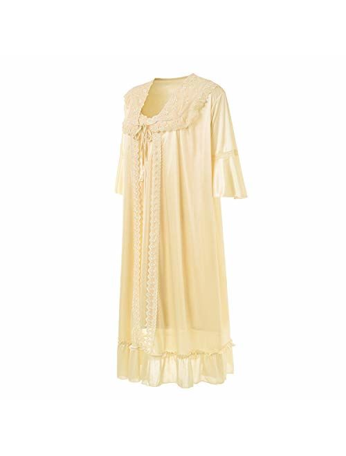 Camellia12 Nightgown Pyjamas Dress Victorian Satin Robe Set for Women and Girls