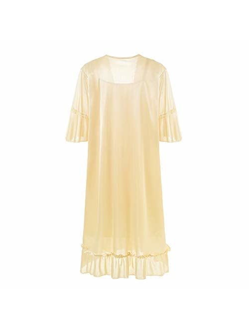 Camellia12 Nightgown Pyjamas Dress Victorian Satin Robe Set for Women and Girls