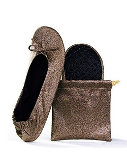 Women's Foldable Portable Travel Ballet Flat Roll Up Slipper Shoes