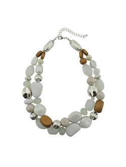 Bocar 2 Layer Statement Chunky Beaded Fashion Necklace for Women Gifts