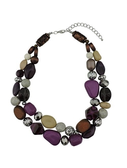 Bocar 2 Layer Statement Chunky Beaded Fashion Necklace for Women Gifts