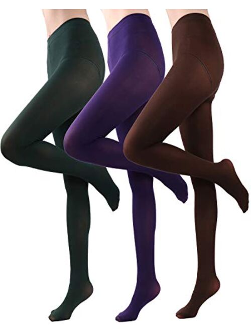 HeyUU Women's 80D Semi Opaque Solid Color Soft Footed Pantyhose Tights 1/2/6Pack