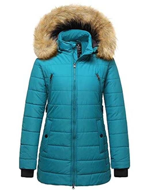 Wantdo Women's Warm Winter Coat Thicken Puffer Coats with Removable Fur Hood