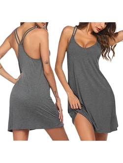 Nightgown Racerback Sleepshirt Short Nightdress Plus Size Sleepwear Soft Loungewear for Women