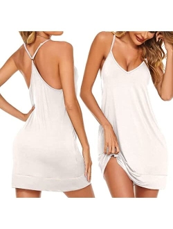 Nightgown Racerback Sleepshirt Short Nightdress Plus Size Sleepwear Soft Loungewear for Women