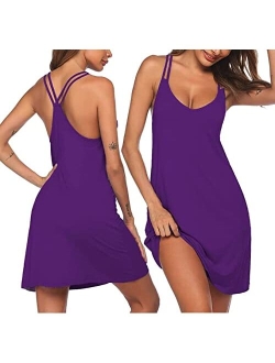 Nightgown Racerback Sleepshirt Short Nightdress Plus Size Sleepwear Soft Loungewear for Women