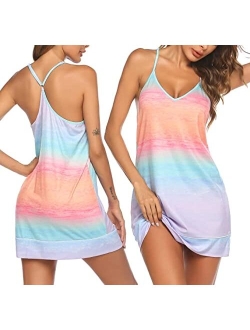 Nightgown Racerback Sleepshirt Short Nightdress Plus Size Sleepwear Soft Loungewear for Women