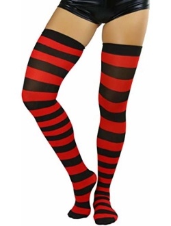 ToBeInStyle Women's Wide Vertical Striped Thigh Hi Stockings