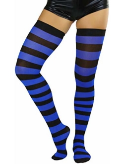 ToBeInStyle Women's Wide Vertical Striped Thigh Hi Stockings