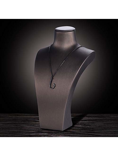 HooAMI Fish Hook Memorial Ash Urn Necklace Stainless Steel Cremation Jewelry