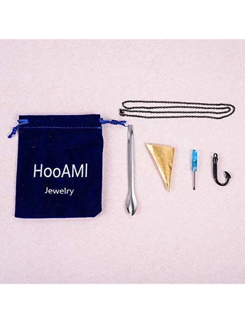 HooAMI Fish Hook Memorial Ash Urn Necklace Stainless Steel Cremation Jewelry