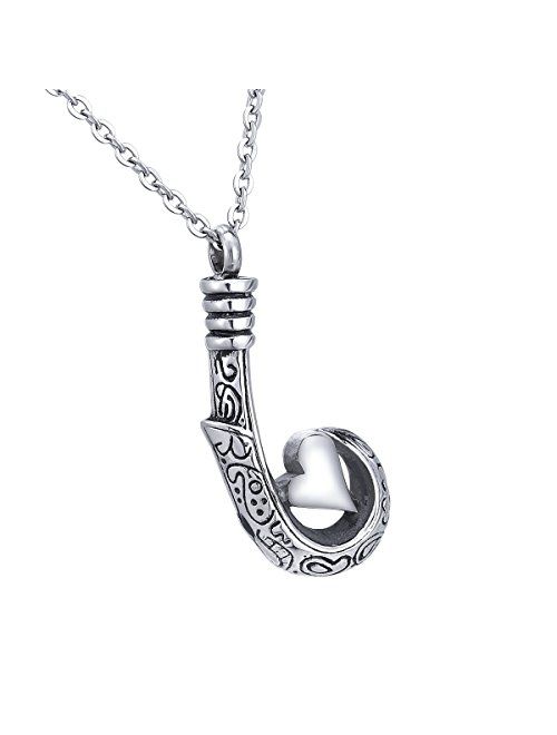 HooAMI Fish Hook Memorial Ash Urn Necklace Stainless Steel Cremation Jewelry