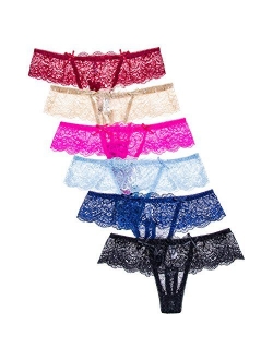 Women's Sexy Lace Cheeky Tong Panty Pack of 6