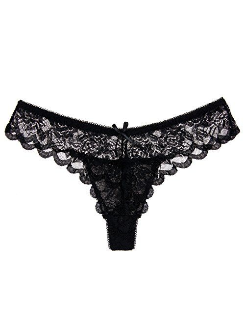 ANZERMIX Women's Sexy Lace Cheeky Tong Panty Pack of 6