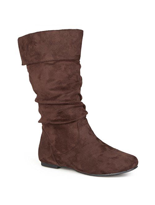 Journee Collection Womens Regular Size and Wide-Calf Slouch Mid-Calf Microsuede Boot