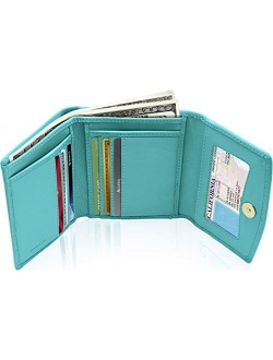 Small RFID Wallets For Women - Leather Slim Compact Womens Wallet Credit Card Holder Mini Coin Pouch Gifts For Women