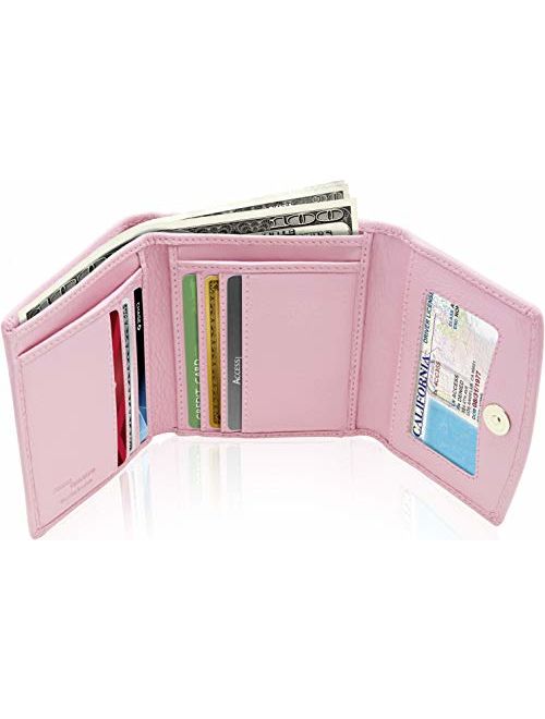 Small RFID Wallets For Women - Leather Slim Compact Womens Wallet Credit Card Holder Mini Coin Pouch Gifts For Women