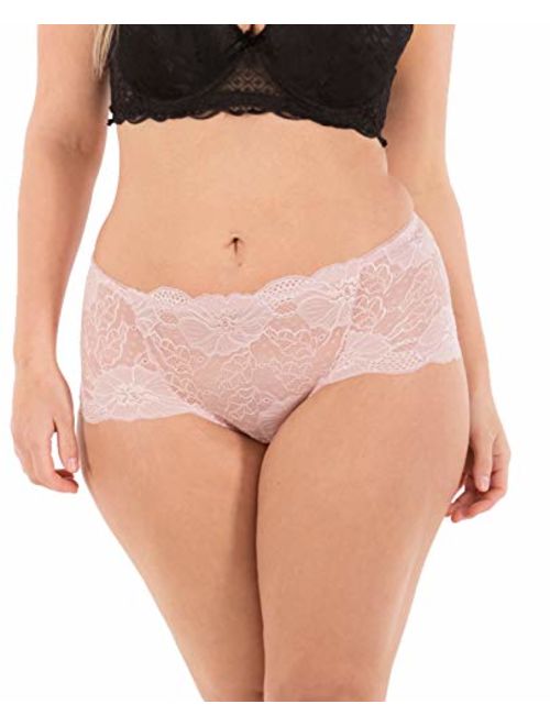 Lace Panties for Women Retro Lace Boyshort Underwear Small to Plus Size 6 Pack