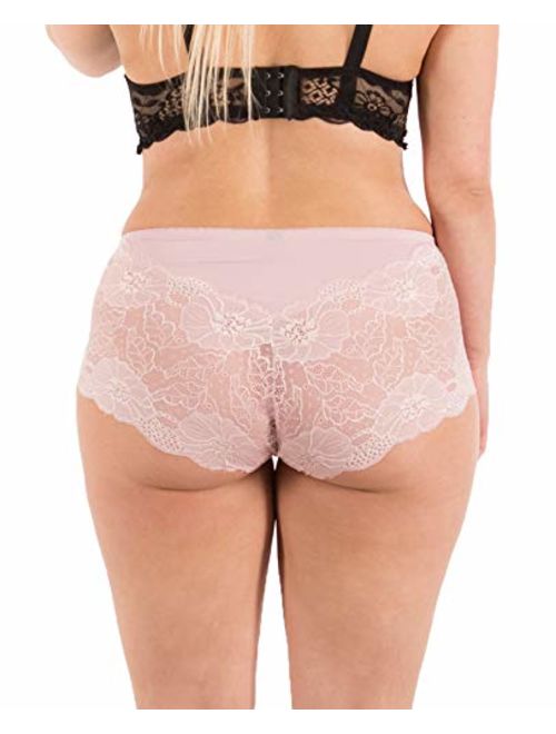 Lace Panties for Women Retro Lace Boyshort Underwear Small to Plus Size 6 Pack