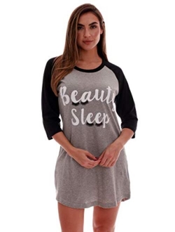 Just Love 100% Cotton Sleep Dress for Women Baseball Sleeve Nightshirt