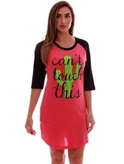 Just Love 100% Cotton Sleep Dress for Women Baseball Sleeve Nightshirt