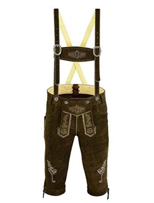 Mens Oktoberfest Trachten Lederhosen Bundhosen Costume Brown 4 Pc Complete Set