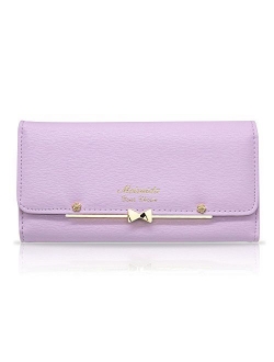 Woolala Women Cute Bowknot Wallet Trifold Large Capacity Long Purse