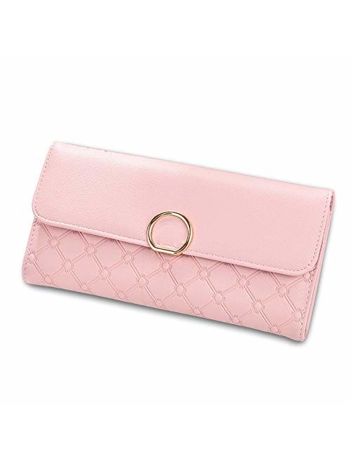 Woolala Women Cute Bowknot Wallet Trifold Large Capacity Long Purse