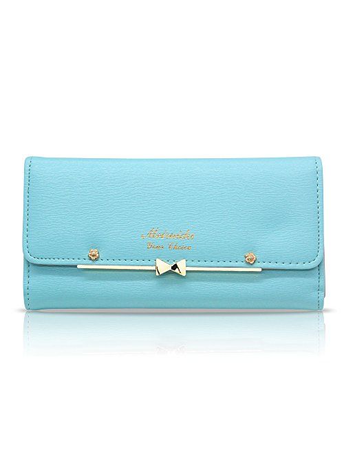 Woolala Women Cute Bowknot Wallet Trifold Large Capacity Long Purse