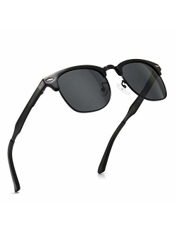 SUNGAIT Classic Half Frame Retro Sunglasses with Polarized Lens