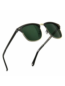 SUNGAIT Classic Half Frame Retro Sunglasses with Polarized Lens