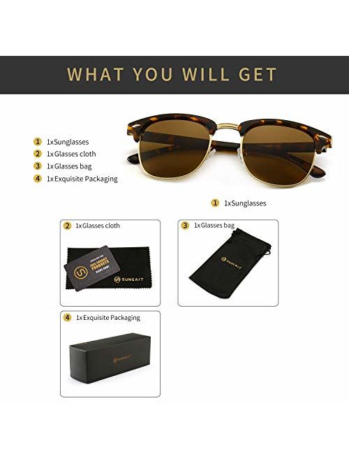 SUNGAIT Classic Half Frame Retro Sunglasses with Polarized Lens