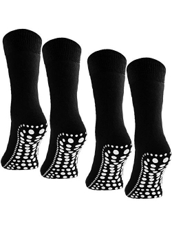 BRUBAKER 4 Pairs Slip Resistant Non Skid Soles Socks Sizes: US 4-14