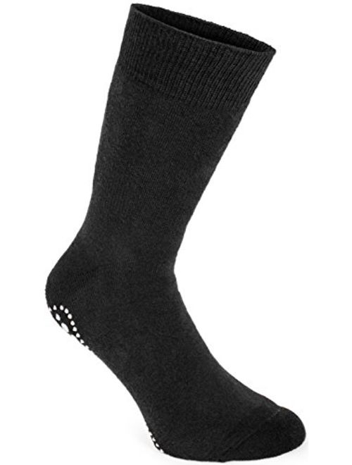 BRUBAKER 4 Pairs Slip Resistant Non Skid Soles Socks Sizes: US 4-14