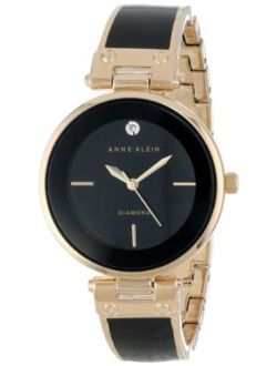 Women's AK/1414BKGB Diamond-Accented Bangle Watch