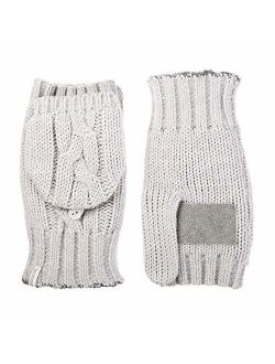 Women's Chunky Cable Knit Flip Top Convertible Gloves, Cold Weather