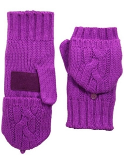 Women's Chunky Cable Knit Flip Top Convertible Gloves, Cold Weather