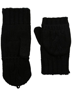 Women's Chunky Cable Knit Flip Top Convertible Gloves, Cold Weather