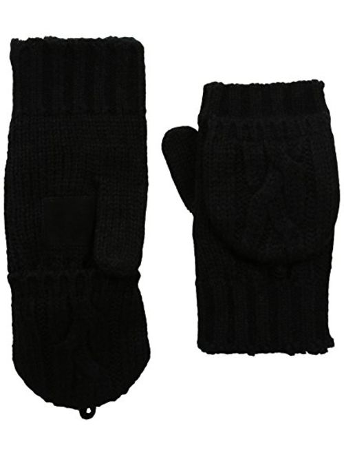 isotoner Women's Chunky Cable Knit Flip Top Convertible Gloves, Cold Weather