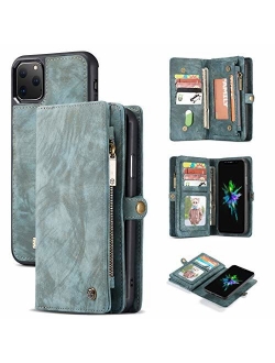 Galaxy S9 Plus Case Wallet,AKHVRS Handmade Premium Cowhide Leather Wallet Case,Zipper Wallet Case [Magnetic Closure]Detachable Magnetic Case & Card Slots for Samsung Gala