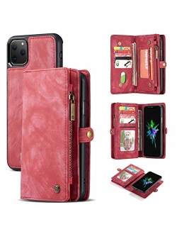 Galaxy S9 Plus Case Wallet,AKHVRS Handmade Premium Cowhide Leather Wallet Case,Zipper Wallet Case [Magnetic Closure]Detachable Magnetic Case & Card Slots for Samsung Gala