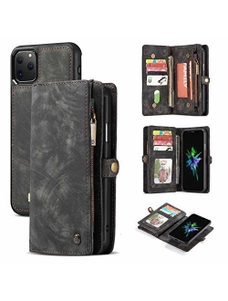 Galaxy S9 Plus Case Wallet,AKHVRS Handmade Premium Cowhide Leather Wallet Case,Zipper Wallet Case [Magnetic Closure]Detachable Magnetic Case & Card Slots for Samsung Gala