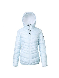 Rokka&Rolla Women's Lightweight Water Resistant Hooded Quilted Poly Padded Puffer Jacket Coat