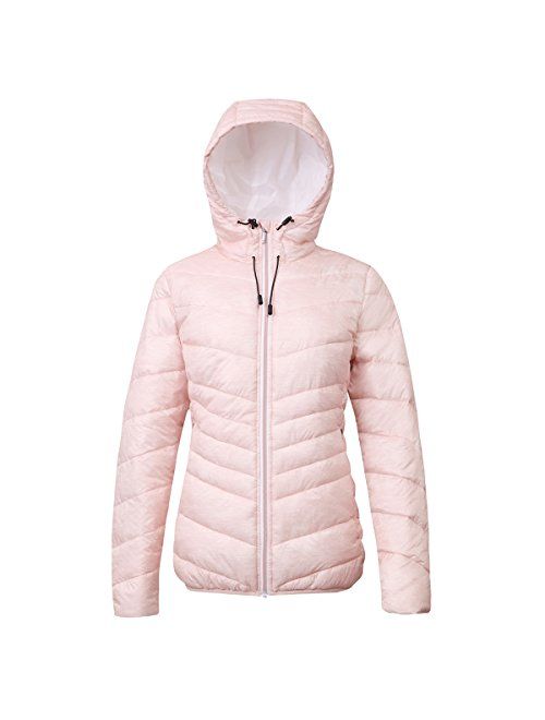 Rokka&Rolla Women's Lightweight Water Resistant Hooded Quilted Poly Padded Puffer Jacket Coat