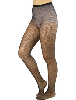 ToBeInStyle Women's Spandex Seamless Glittery Fishnet Pantyhose Tights Hosiery