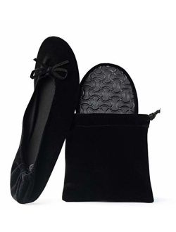 Silky Toes Womens Velvet Foldable Ballet Flats Portable Travel Shoes