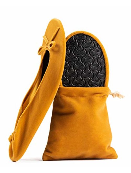 Silky Toes Womens Velvet Foldable Ballet Flats Portable Travel Shoes